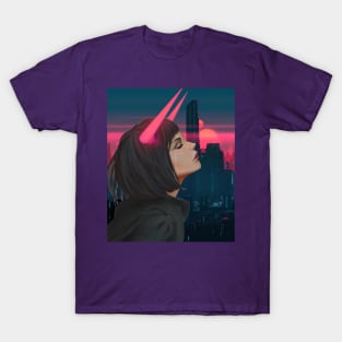 Cyberpunk Neon Horns T-Shirt